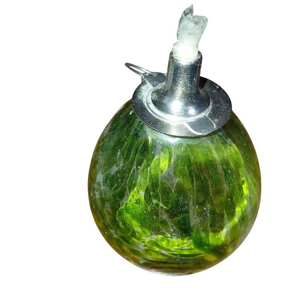 Blown glass oil lamp unused new wick - Picture 2 of 5